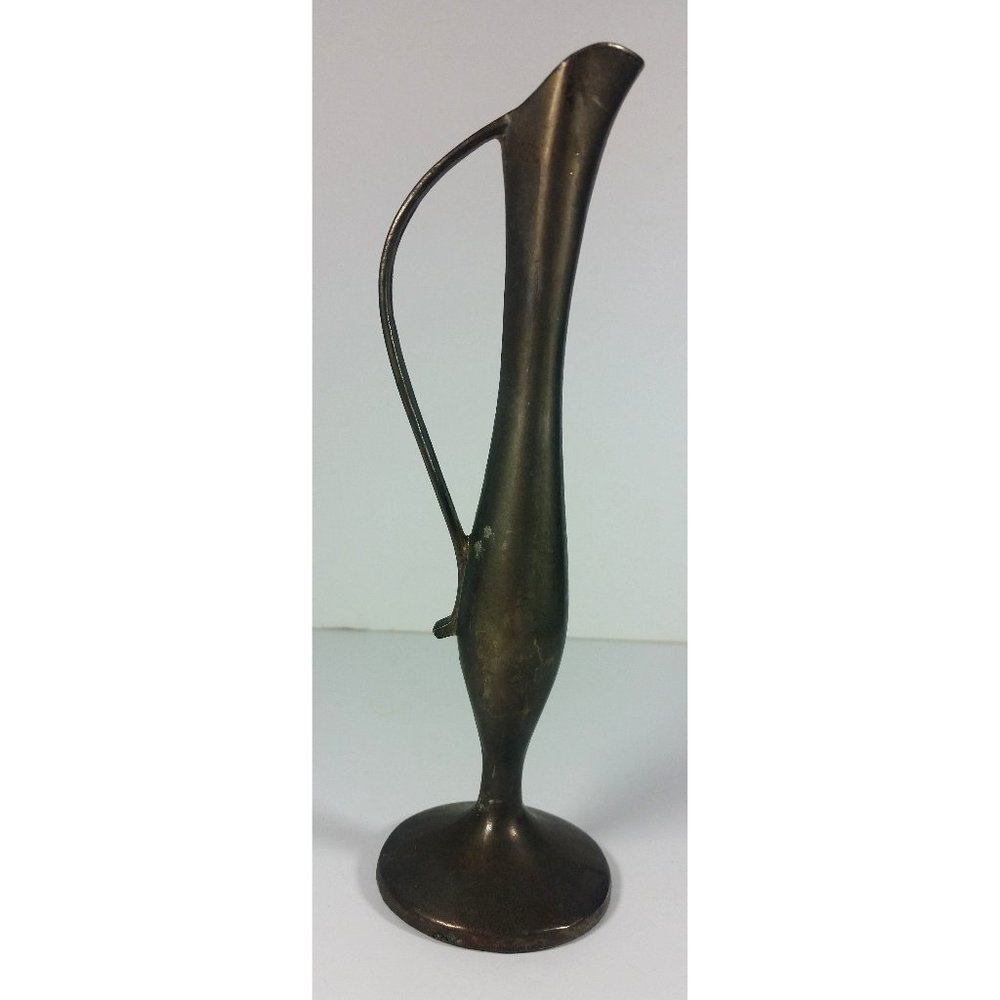 Vintage Brass Bud Vase 7in Single Flower Handle Felt Bottom Home Decor